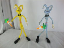 Load image into Gallery viewer, Vintage Bendable Bunny Rabbit with Carrot Set of 2 Figures