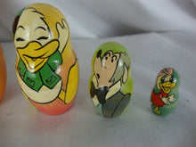 Load image into Gallery viewer, Vintage Russian Matryoshka Scrooge McDuck Nephews Wood Nesting Dolls Set of 7
