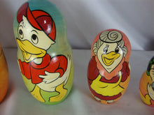 Load image into Gallery viewer, Vintage Russian Matryoshka Scrooge McDuck Nephews Wood Nesting Dolls Set of 7