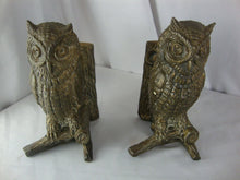 Load image into Gallery viewer, Vintage Brass Owl on Tree Branch Bookend Pair