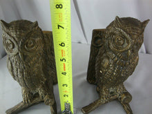 Load image into Gallery viewer, Vintage Brass Owl on Tree Branch Bookend Pair