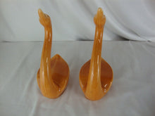 Load image into Gallery viewer, MCM Retro Orange Speckle Graceful Swans Set of 2 Table Decor