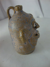 Load image into Gallery viewer, Marvin Bailey Folk Art Pottery Mini Tan Blue 4 Tooth Ugly Jug 3 1/4" Inch