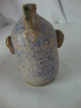 Load image into Gallery viewer, Marvin Bailey Folk Art Pottery Mini Tan Blue 4 Tooth Ugly Jug 3 1/4" Inch