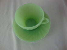 Load image into Gallery viewer, Vintage Fire King Jadeite Swirl Teacup and Saucer Set