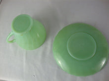 Load image into Gallery viewer, Vintage Fire King Jadeite Swirl Teacup and Saucer Set