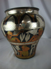 Load image into Gallery viewer, Vintage Egypt Etched Metal Geometric and Figures Vase