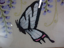 Load image into Gallery viewer, Vintage Embroidered Butterflies in Purple Wisteria Framed Artwork