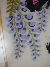 Load image into Gallery viewer, Vintage Embroidered Butterflies in Purple Wisteria Framed Artwork