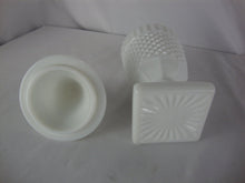 Load image into Gallery viewer, Vintage Diamond Point Milk Glass Pedestal Compote Candy Dish with Lid