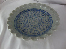 Load image into Gallery viewer, Vintage Nelson Pottery Putty Blue Lace Design Scallop Pie Plate