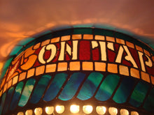 Load image into Gallery viewer, 1977 Schlitz Beer Stained Glass Half Globe Hanging Electric Plug Bar Man Cave Light