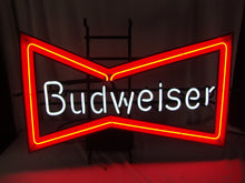 Load image into Gallery viewer, 1991 Budweiser Red White Bowtie Lighted Bar Man Cave Electric Plug Beer Sign