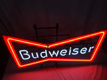 Load image into Gallery viewer, 1991 Budweiser Red White Bowtie Lighted Bar Man Cave Electric Plug Beer Sign
