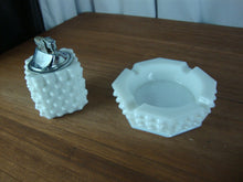 Load image into Gallery viewer, Vintage Fenton White Hobnail Table Lighter with Four Slot Ashtray