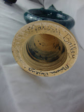 Load image into Gallery viewer, Marvin Bailey Folk Art Potter Aqua Blue Speckle Devil on Circle Body Jug