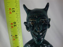 Load image into Gallery viewer, Marvin Bailey Folk Art Potter Aqua Blue Speckle Devil on Circle Body Jug