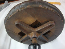 Load image into Gallery viewer, Antique Adjustable Height Medical Stool Cast Iron Base Leather Round Seat