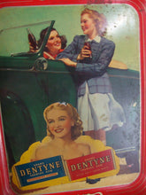 Load image into Gallery viewer, 1942 Drink Coca Cola Dentyne Women in Green Car Metal Serving Tray