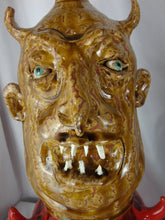 Load image into Gallery viewer, Marvin Bailey SC Folk Art Potter Red Tan Devil Double Stack Pottery Jug 17" Tall