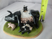 Load image into Gallery viewer, Lynn Bailey Folk Art Potter Mama Pig with Piglets Pottery Table Figurine