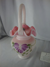 Load image into Gallery viewer, 2002 Fenton Honor Rosalene Handpainted Purple Flower Basket