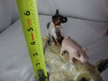 Load image into Gallery viewer, Lynn Bailey SC Pottery Tan Bull Pig and Black White Dog on Back Pottery Figurine