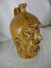 Load image into Gallery viewer, Marvin Bailey SC Potter Tan Squiggly 6 Tooth Ugly Face Jug 11" Tall