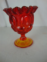 Load image into Gallery viewer, MCM L.E. Smith Moon & Stars Amberina Ruffle Footed Vase