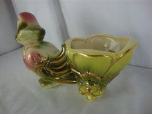 Load image into Gallery viewer, Vintage Hull USA Ceramic Parrot with Cart Small Indoor Planter