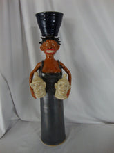 Load image into Gallery viewer, Marvin Bailey SC Potter Signed Folk Art Pottery Dark Woman in Dress with Two Face Jugs in Hands Jug