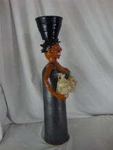 Load image into Gallery viewer, Marvin Bailey SC Potter Signed Folk Art Pottery Dark Woman in Dress with Two Face Jugs in Hands Jug