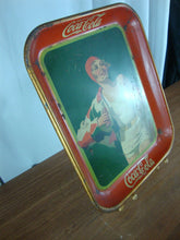 Load image into Gallery viewer, 1930 Coca Cola Blonde Woman White Outfit with Red Head Scarf Metal Serving Tray