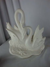 Load image into Gallery viewer, Vintage Hull USA Cream Ceramic Double Swan Indoor Planter