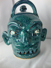 Load image into Gallery viewer, Marvin Bailey SC Potter Aqua Blue Speckle 5 Blue Tooth Face Jug 9" tall