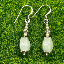 Load image into Gallery viewer, Earrings, Sterling Silver, Jade Drop