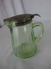 Load image into Gallery viewer, Vintage Vaseline Uranium Glass Syrup Dispenser with Metal Flip Lid
