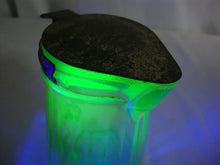 Load image into Gallery viewer, Vintage Vaseline Uranium Glass Syrup Dispenser with Metal Flip Lid