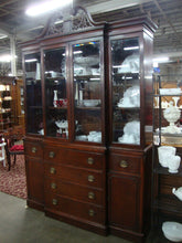 Load image into Gallery viewer, 1940's Drexel Travis Court Mahogany Breakfront Two Piece Large China Hutch Display Cabinet