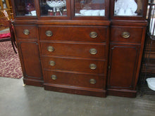 Load image into Gallery viewer, 1940's Drexel Travis Court Mahogany Breakfront Two Piece Large China Hutch Display Cabinet