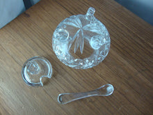 Load image into Gallery viewer, Vintage Crystal Pineapple Pattern Footed Condiment Jar with Lid and Spoon