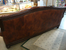 Load image into Gallery viewer, Henredon Camel Back Brown Leather Nailhead Trim Three Cushion Sofa Couch