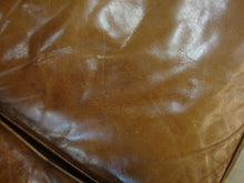 Load image into Gallery viewer, Henredon Camel Back Brown Leather Nailhead Trim Three Cushion Sofa Couch