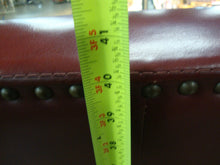 Load image into Gallery viewer, DeCoro Burgundy Red Leather Wingback Metal Nailhead Trim