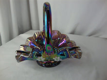 Load image into Gallery viewer, 1994 Fenton Plum Carnival Handpainted Signed Glass Floral Basket