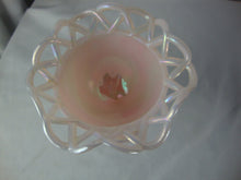 Load image into Gallery viewer, Vintage Fenton Glass Shell Pink Iridesent Comport Lattice Footed Compote
