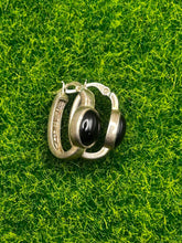 Load image into Gallery viewer, Earrings, Sterling Silver, Onyx Hingeback