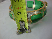 Load image into Gallery viewer, Antique Moser Glass Cabochon Green Bohemian Handled Nappy Bowl