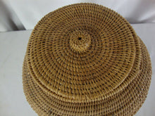 Load image into Gallery viewer, Vintage Handmade Woven Bulbous Basket Angled Top with Lid