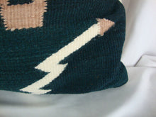 Load image into Gallery viewer, Hand Loomed Mexico Mohair Animal Dark Green Peach Accent Pillow